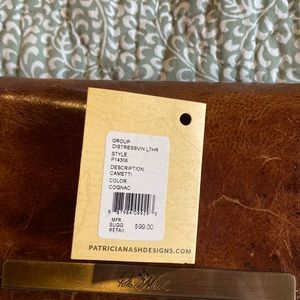 Patricia Nash Cametti Distressed Vintage Cognac Brown Leather TriFold Wallet